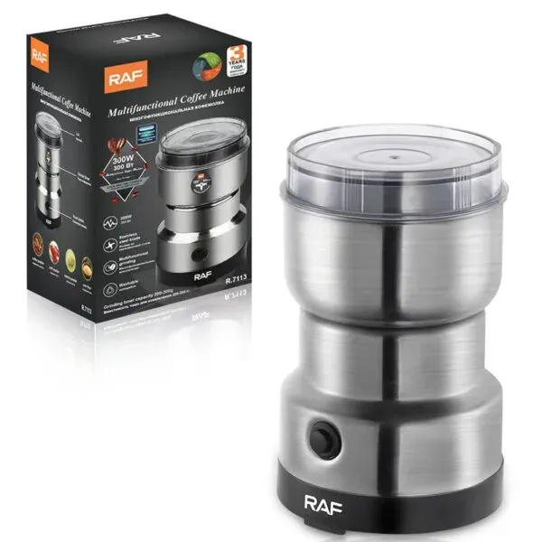 MULTI PURPOSE ELECTRIC COFFEE GRINDER AUTOMATIC COFFEE SPICE BEAN GRINDER STAINLESS STEEL RAF - 150Watts View Gallery - Pakistan