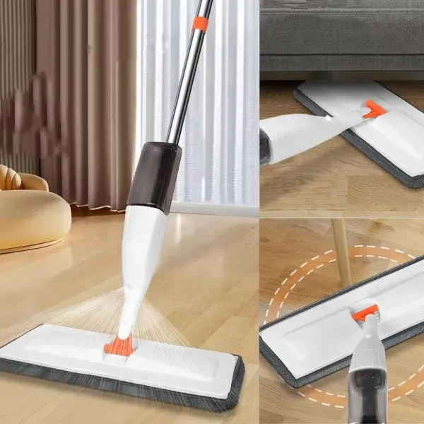 Multifunctional Floor 360 Degree Mop with Removable Washable Cleaning Pad and Integrated Water Spray Mechanism