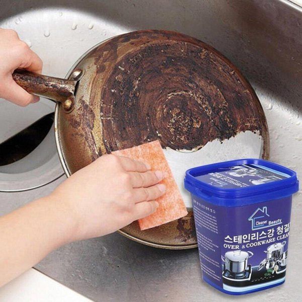 Powerful Stainless Steel Cookware Cleaning Paste Household Car Body Cleaner Washing Pot Bottom Scale Strong Cream Detergent (500g) View Gallery - Pakistan
