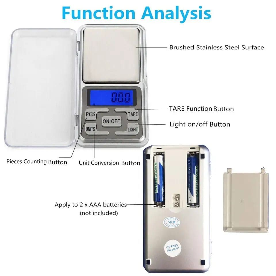 Mini Electronic Scales High Precision Pocket Digital Scale for Gold Sterling Jewelry Balance Gram For Kitchen Scale 500gx0.1g View Gallery - Pakistan