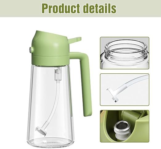 2 in 1 Glass Oil Sprayer and Dispenser, Sprayable and Pourable Oil Bottle 500 ml Random color View Gallery - Pakistan
