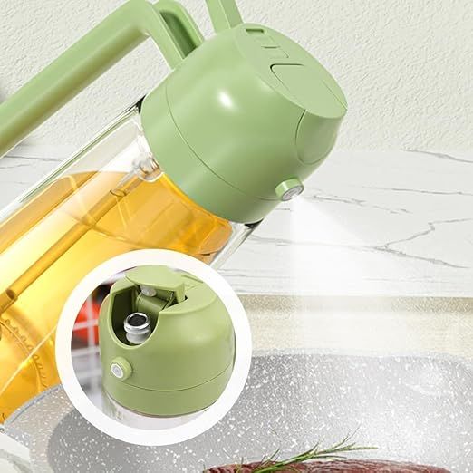 2 in 1 Glass Oil Sprayer and Dispenser, Sprayable and Pourable Oil Bottle 500 ml Random color View Gallery - Pakistan