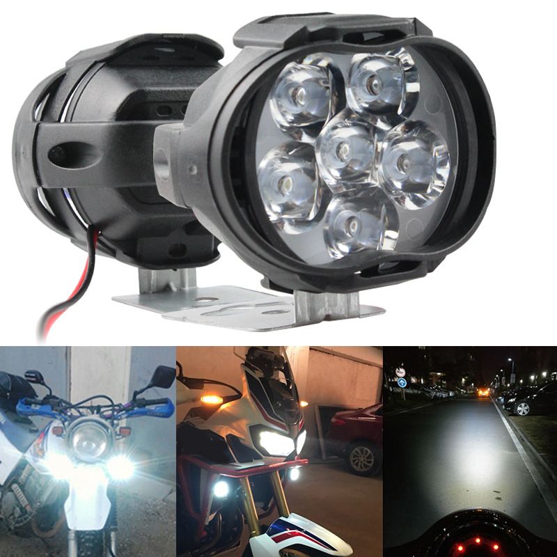 2 pcs Motorcycle Headlights plus switch LED White Super Bright 6LED Working Front Light Motorbike Fog Lamp 1600LM Scooters Spotlight View Gallery - Pakistan