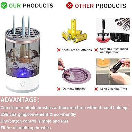 3 In 1 Electric Makeup Brush Cleaner Makeup Brushes Drying Rack Brush Holder Stand Tool Automatic Make Up Brush Cleaner Machine View Gallery - Pakistan