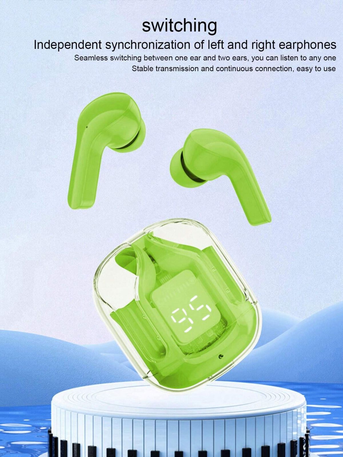 Air31 Earbuds Wireless Crystal Transparent body - with silicone pouch ( random color ) View Gallery - Pakistan
