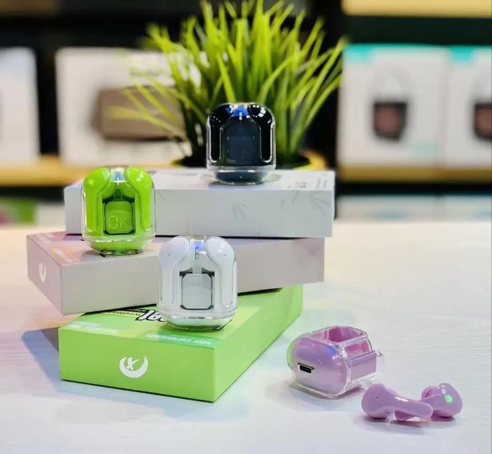 Air31 Earbuds Wireless Crystal Transparent body - with silicone pouch ( random color ) View Gallery - Pakistan