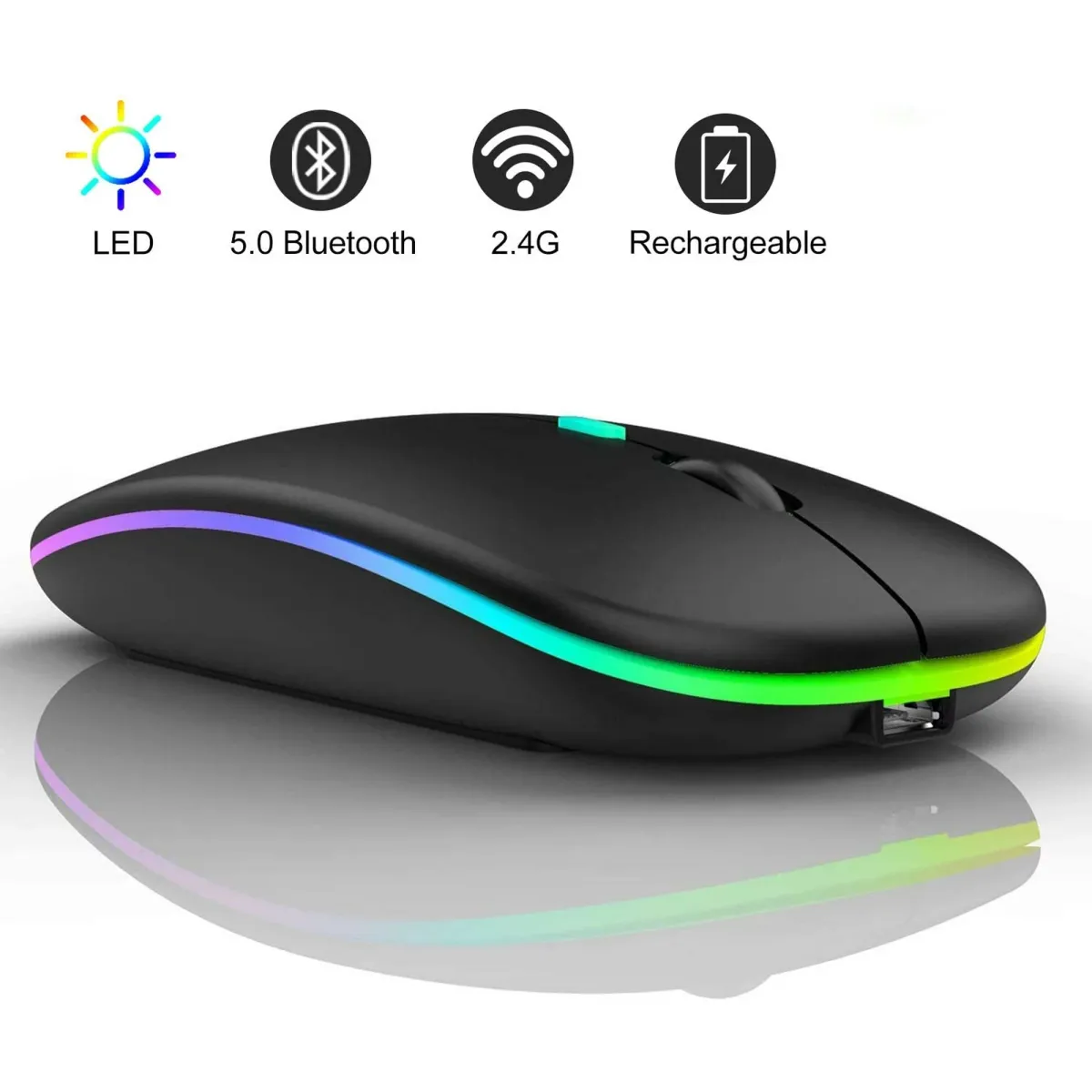 HP W10 Wireless RGB Bluetooth, Wireless, Rechargeable Slim Mouse View Gallery - Pakistan