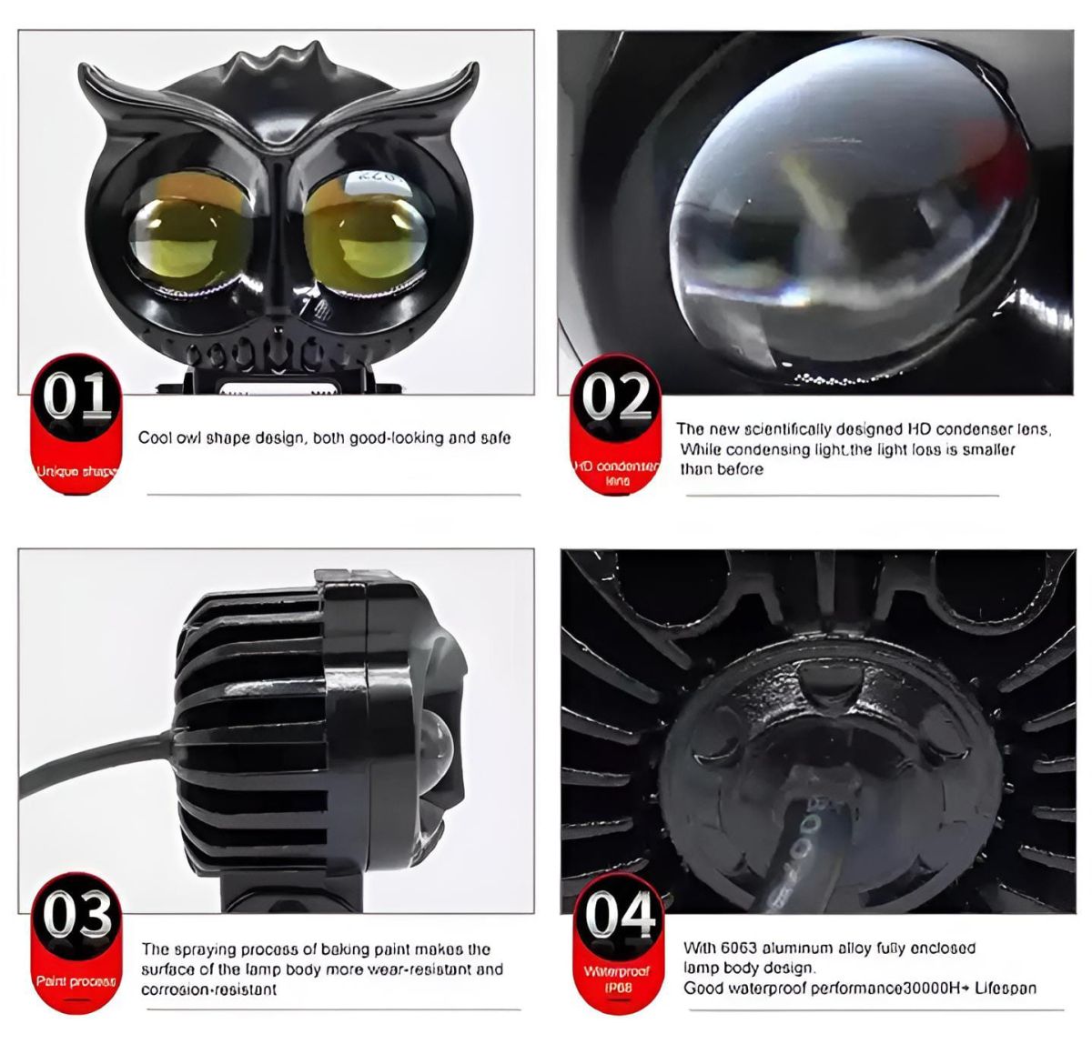 OWL Shape Fog Yellow-White &amp; Flash light Low &amp; High Beam Owl Plastic Body Spot Light for All Cars And Bikes 9V-60V 40W View Gallery - Pakistan