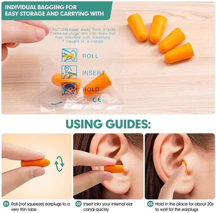 Foam Ear Plug for travel Anti Noise Reduction Removable Corded Soft Earplugs For Sleeping Hearing Ear Protection Earmuffs Noise Prevention For Airplane Travel (Pack Of 5) View Gallery - Pakistan
