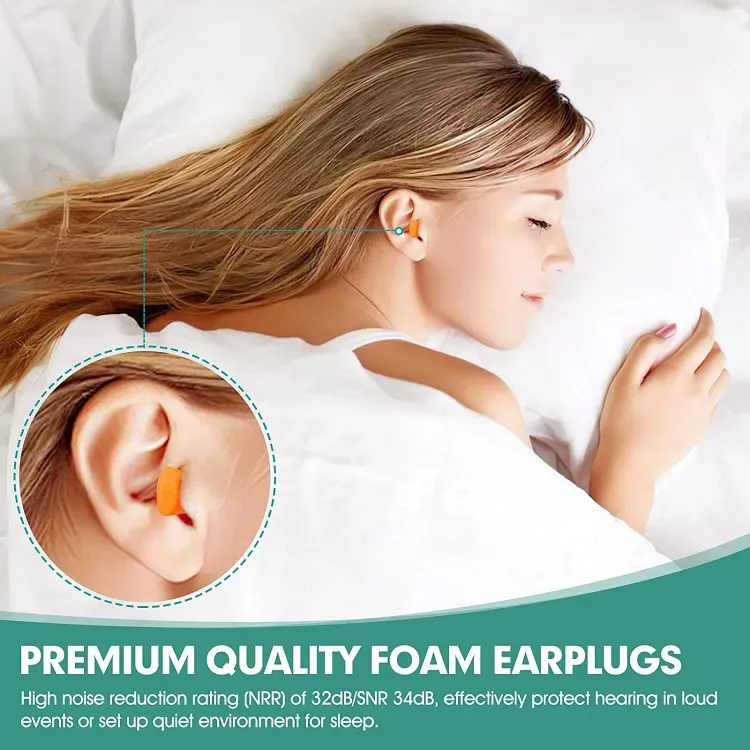 Foam Ear Plug for travel Anti Noise Reduction Removable Corded Soft Earplugs For Sleeping Hearing Ear Protection Earmuffs Noise Prevention For Airplane Travel (Pack Of 5) View Gallery - Pakistan