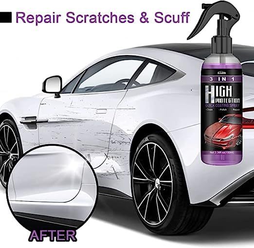 3 in 1 High Protection Quick Car Coating Spray, Ceramic Car Coating Spray Crystal Coating for Car Wax Spray Plastic Parts Refurbish Agent Car Hand Spray (100 ml) View Gallery - Pakistan