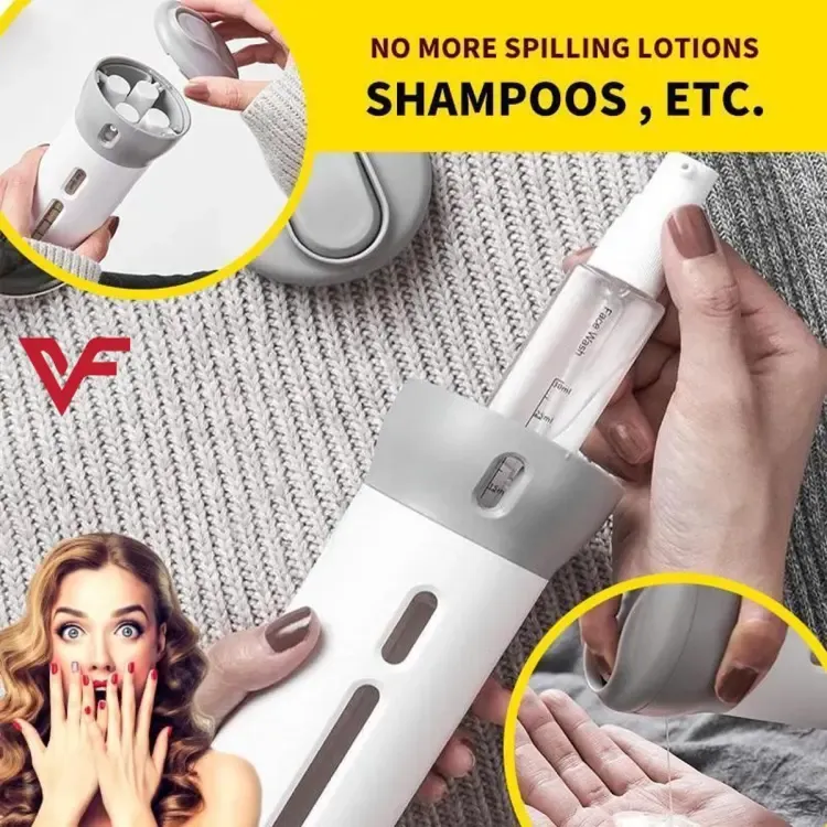 4 Lotion Bottles In 1 Refillable Travel Dispenser Bottle Liquid Lotion Cream Sun Block Sanitizor Shampoo Toiletries Container Travel Bottle Portable 4 Bottle Sets In 1 Pump Leakproof Cosmetic Travel Bottle Set View Gallery - Pakistan