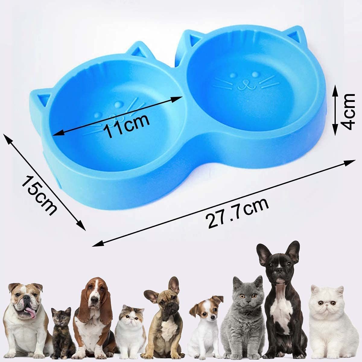 Cat Shaped Double food bowl Pet Plastic food bowl (Random Color) View Gallery - Pakistan