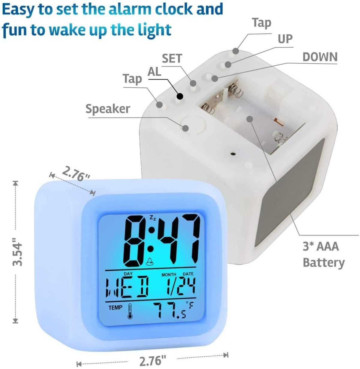 Creative Alarm Clock Sublimation LED Digital Clock 7 Color Changing Light Night Glowing Kids Desk Clock View Gallery - Pakistan