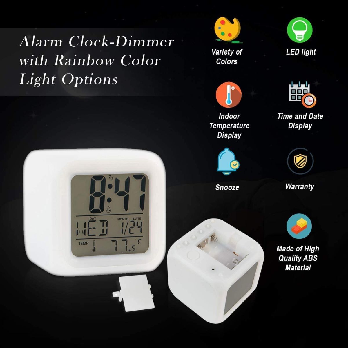 Creative Alarm Clock Sublimation LED Digital Clock 7 Color Changing Light Night Glowing Kids Desk Clock View Gallery - Pakistan