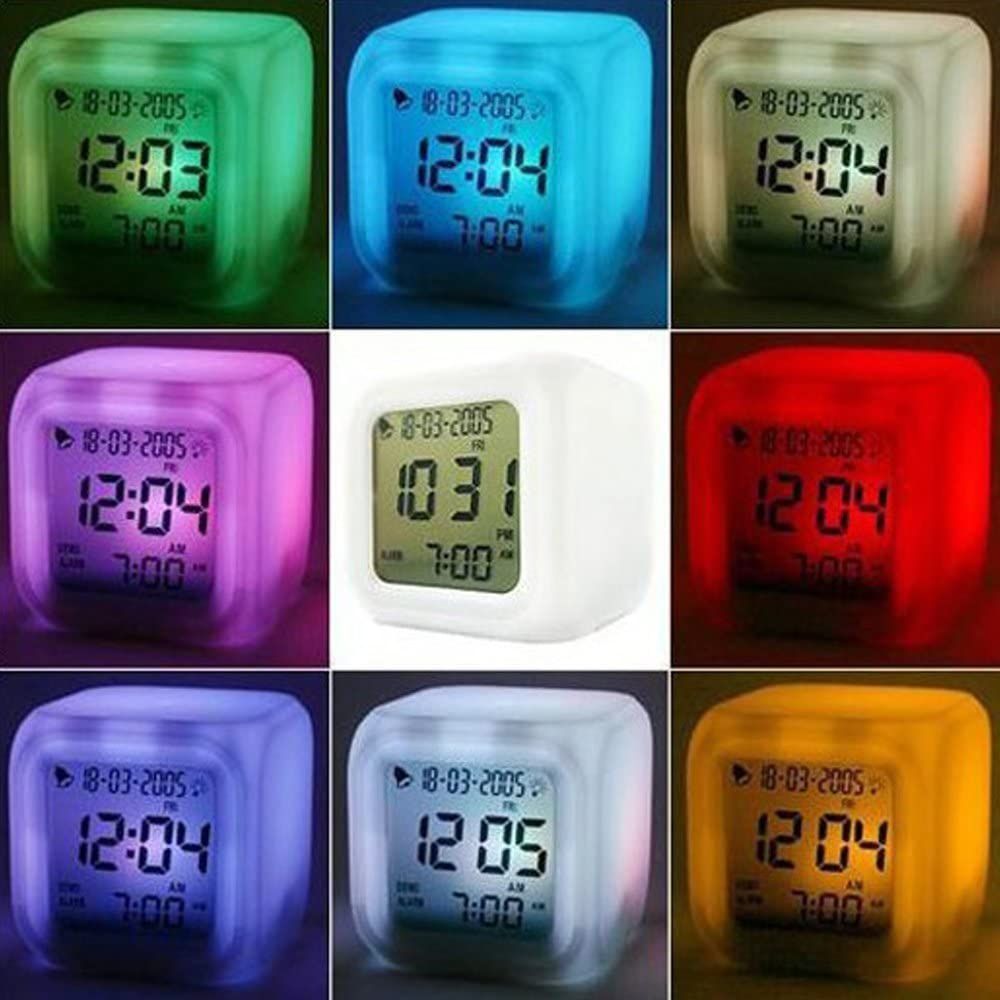 Creative Alarm Clock Sublimation LED Digital Clock 7 Color Changing Light Night Glowing Kids Desk Clock View Gallery - Pakistan