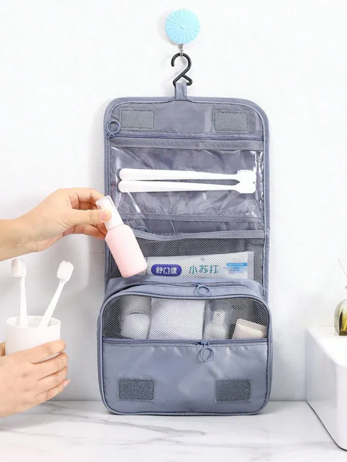 Hanging Travel Toiletry Bag Waterproof Travel Makeup Cosmetic Organizer (random color) View Gallery - Pakistan