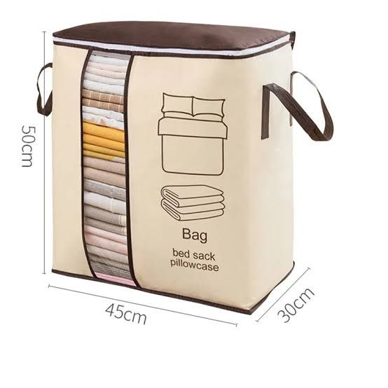 Large Non-woven Portable Clothes Storage Bag Clothing Organizer - 120 gsm (Random color) View Gallery - Pakistan