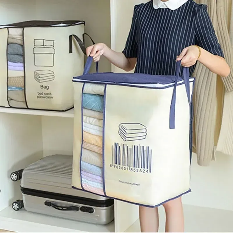 Large Non-woven Portable Clothes Storage Bag Clothing Organizer - 120 gsm (Random color) View Gallery - Pakistan
