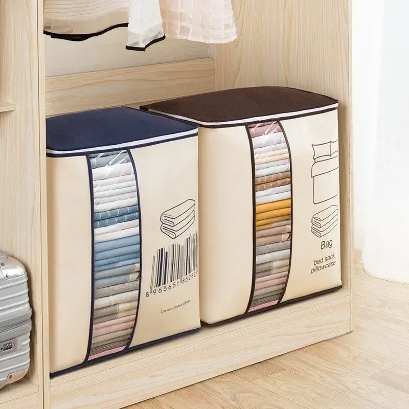 Large Non-woven Portable Clothes Storage Bag Clothing Organizer - 120 gsm (Random color) View Gallery - Pakistan