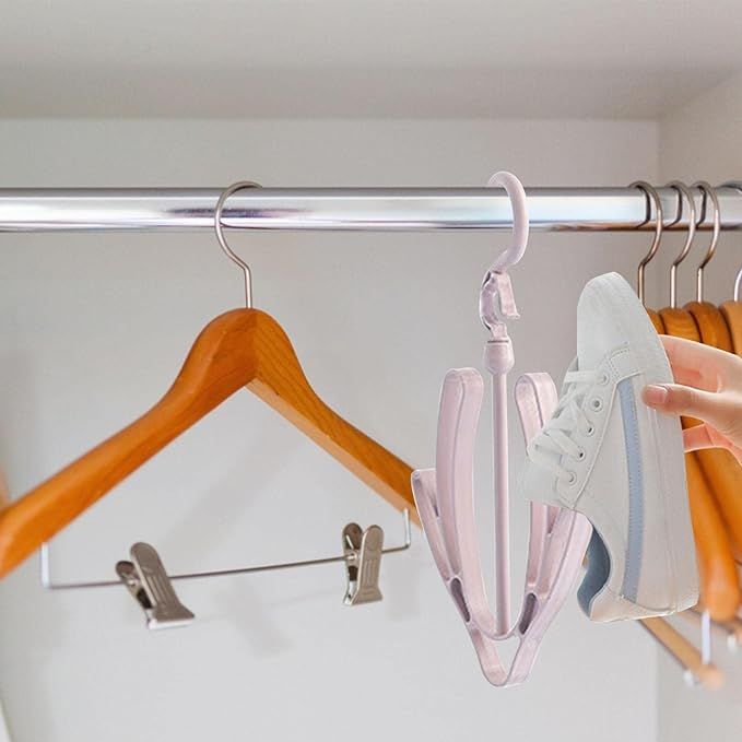 Shoe drying stand | Hanging Racks for Balcony, Cabinet, Cup Board | Hook Racks Organizer (Pink) View Gallery - Pakistan