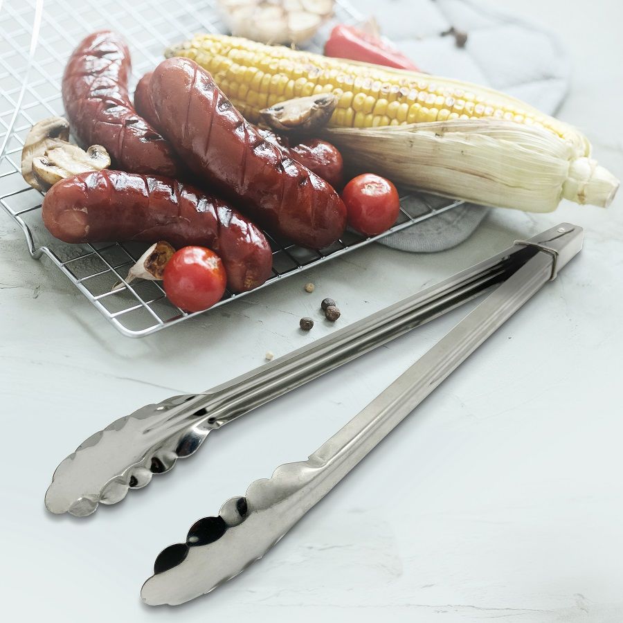 stainless steel BBQ tongs (chimta) | Kitchen Food Stainless Steel Tongs Tool Heat Bread Salad BBQ Baking Serving Utensil Bead Clip Clamp Meat BBQ Tools Buffet View Gallery - Pakistan