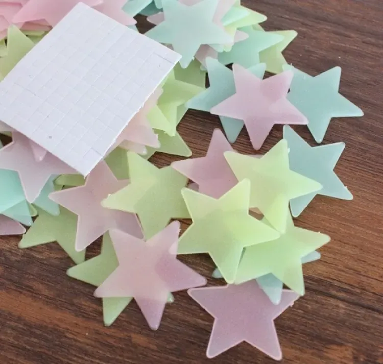 Pack of 100 -  Multicolor 3D Glowing Star Night Dark Room Decor View Gallery - Pakistan