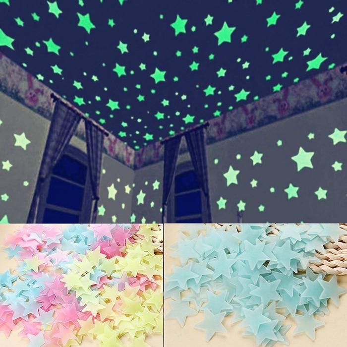 Pack of 100 -  Multicolor 3D Glowing Star Night Dark Room Decor View Gallery - Pakistan
