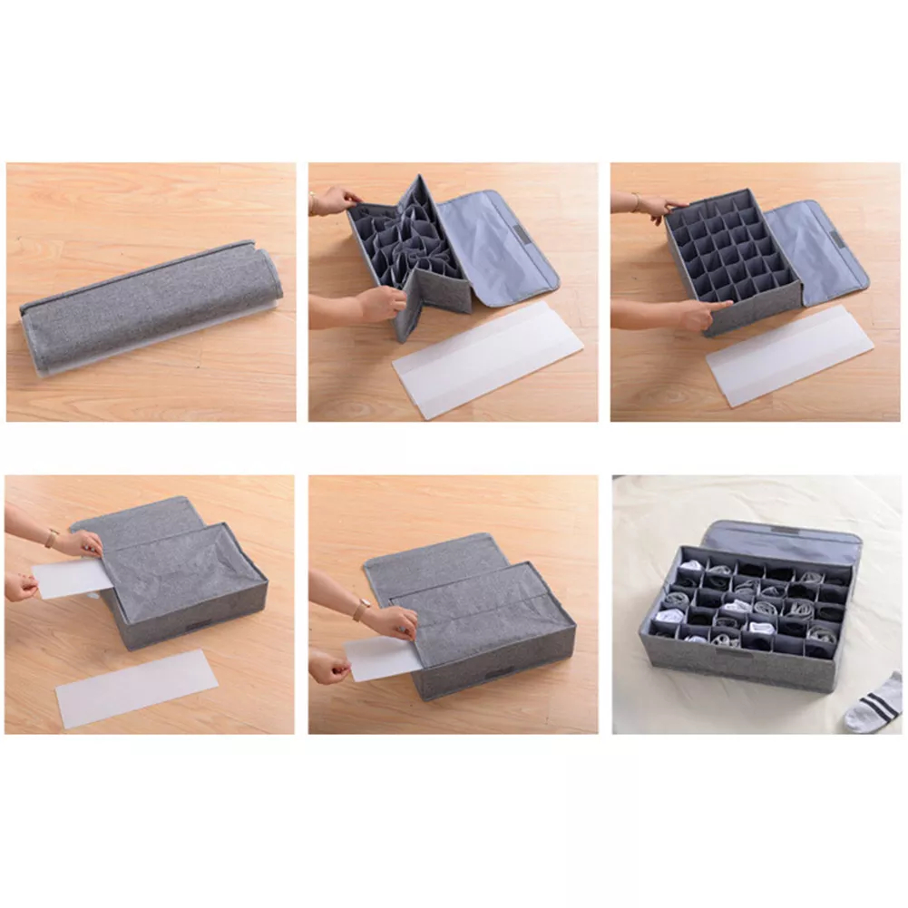 Socks Organizer | Drawer Organizer Divider Underwear Organizer, 24 Cell Collapsible Closet Cabinet Organizer Underwear Storage Boxes View Gallery - Pakistan