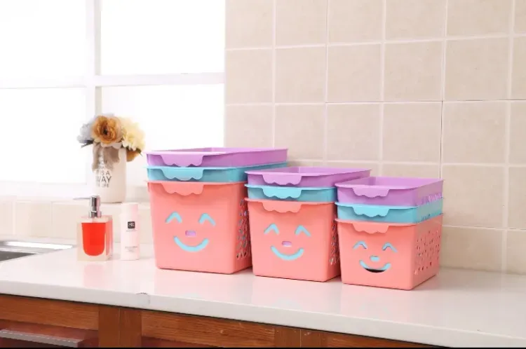 Smile basket Without cap pack off 3 | Storage Organizer Basket |  Multipurpose Baskets For Kitchen, Home, Office &amp; Bathroom (Random color) View Gallery - Pakistan