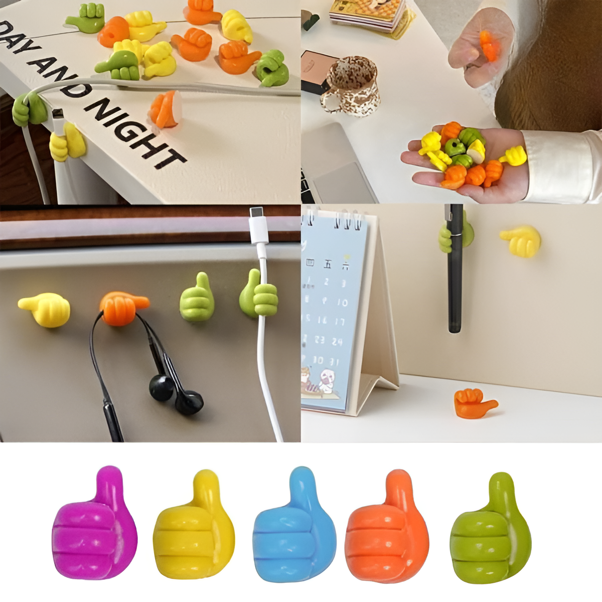 PACK OFF 10 Thumb Wall Hook Wall Decoration Hook Creative Silicone Thumb Key Hanger Hooks(random color)