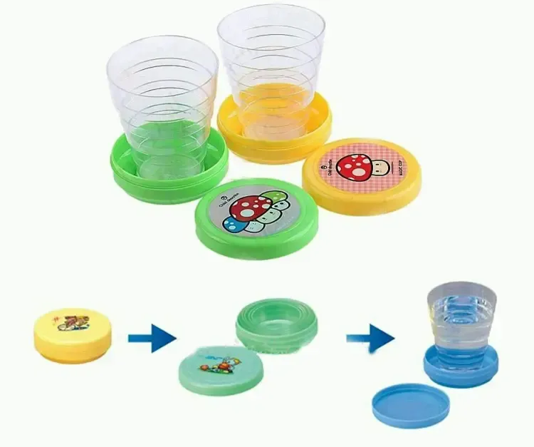 Pack of 2  Magic Glass for Kids, Folding Collapsible Magic Cup, Foldable Mug Glass for Travel, Outdoors, Hiking (Random Color) View Gallery - Pakistan