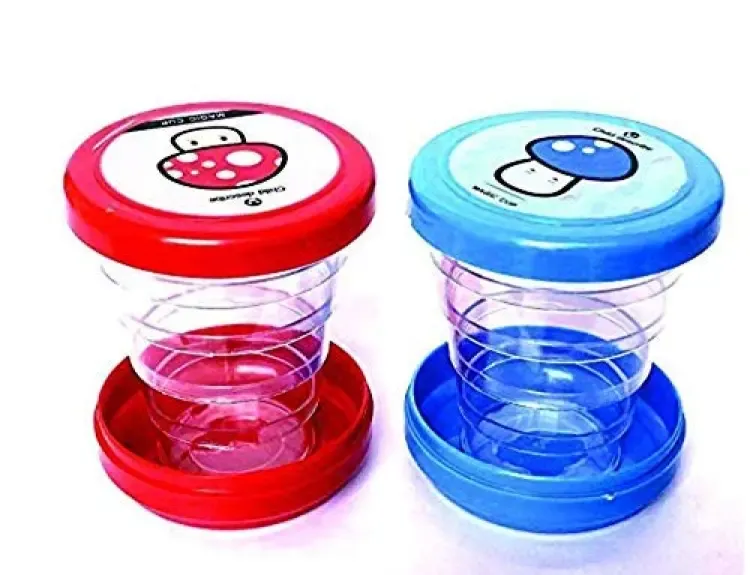 Pack of 2  Magic Glass for Kids, Folding Collapsible Magic Cup, Foldable Mug Glass for Travel, Outdoors, Hiking (Random Color) View Gallery - Pakistan