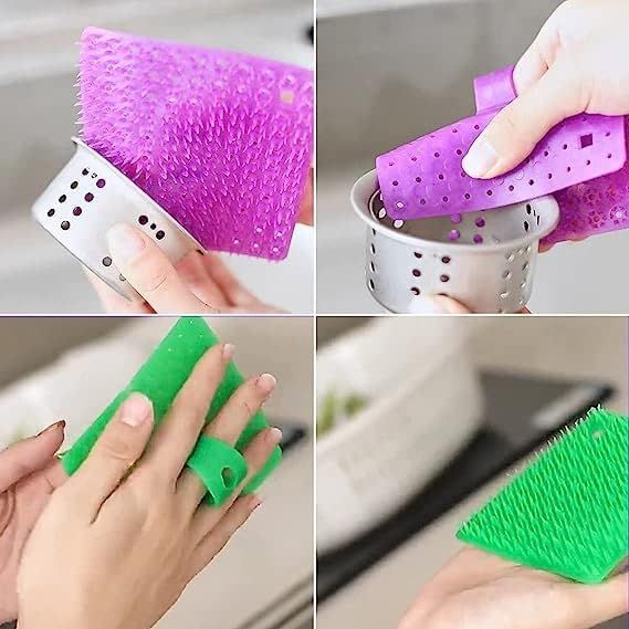 Multifunctional Soft Silicone Brush | Multipurpose vegetable peeler | Home Cleaning Brush | fruit and vegetable cleaning brush (pack of 2) (Random color) View Gallery - Pakistan