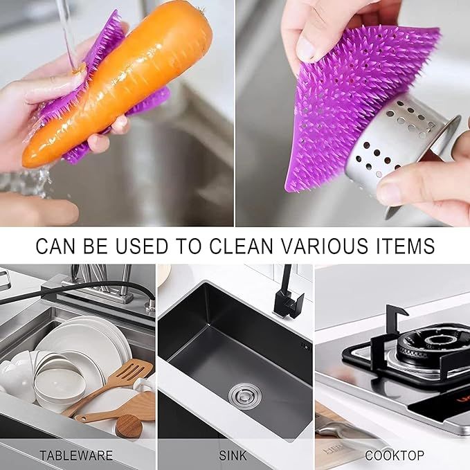 Multifunctional Soft Silicone Brush | Multipurpose vegetable peeler | Home Cleaning Brush | fruit and vegetable cleaning brush (pack of 2) (Random color) View Gallery - Pakistan