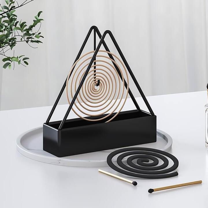 Mosquito Coil Holder Incense Burner Decorative Ornament Craft Triangle (Black) View Gallery - Pakistan
