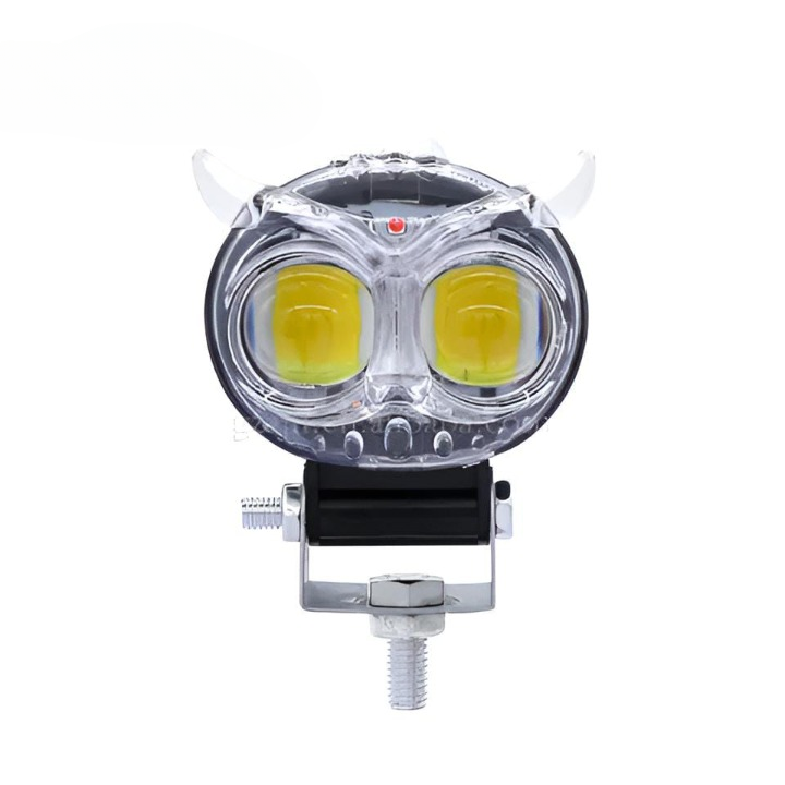 PACK OF 2 Owl Shape Crystal Multi Color Drl Led Fog Light For Bikes Universal Fitment For Bikes  Metal Back Body View Gallery - Pakistan