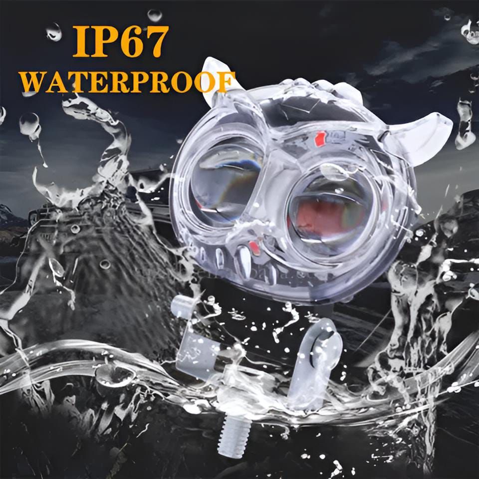 PACK OF 2 Owl Shape Crystal Multi Color Drl Led Fog Light For Bikes Universal Fitment For Bikes  Metal Back Body View Gallery - Pakistan