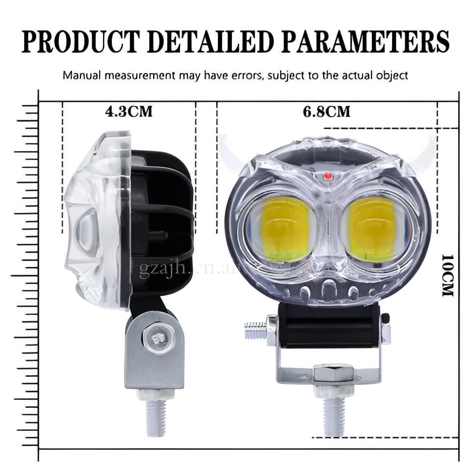 PACK OF 2 Owl Shape Crystal Multi Color Drl Led Fog Light For Bikes Universal Fitment For Bikes  Metal Back Body View Gallery - Pakistan