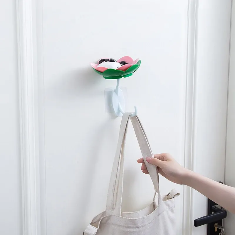 Double Wall Hanging Drain Soap Box Multifunctional Lotus Flower Shaped Soap Holder Bathroom Rack Household Non-slip Storage Hook (Random colors) View Gallery - Pakistan
