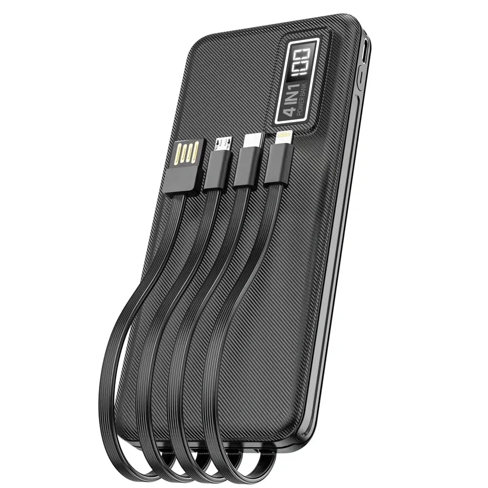 Aspor A300 Power Bank Original 10000mah Li-Polymer Battery 4 In1 Power Bank Black View Gallery - Pakistan