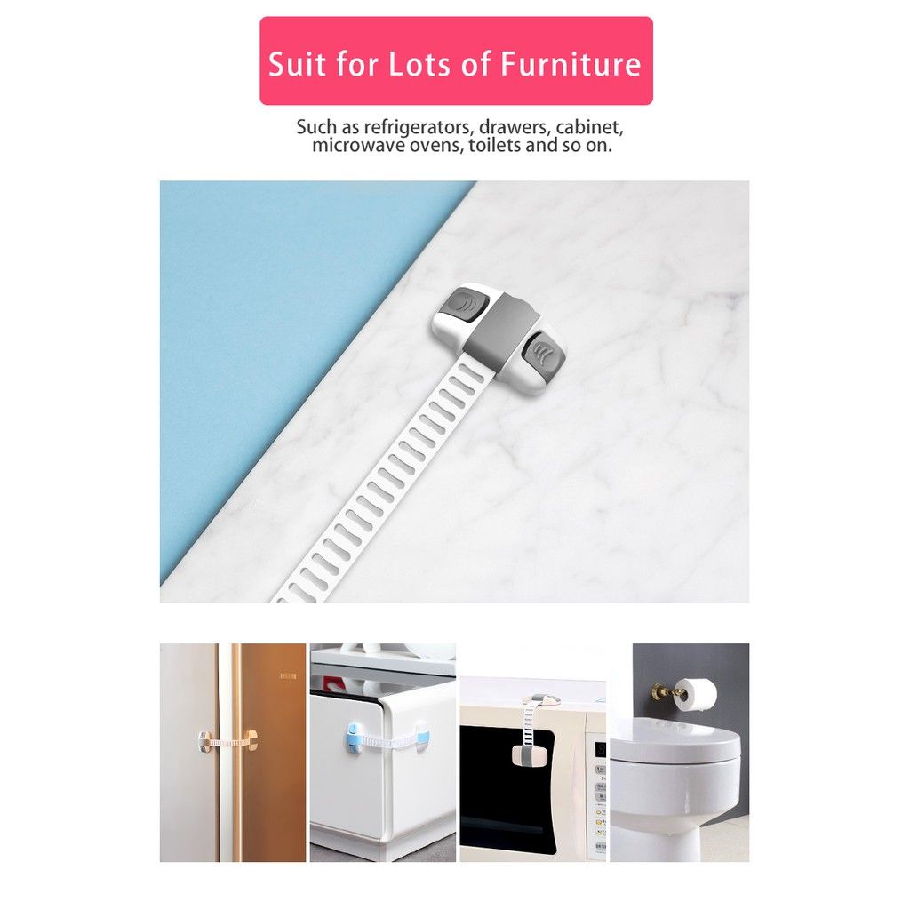 Adjustable Multi purpose lock Child Safety Cabinet Lock Protector Drawer Door Cabinet Lock Plastic Protection Kids Safety Door Lock View Gallery - Pakistan