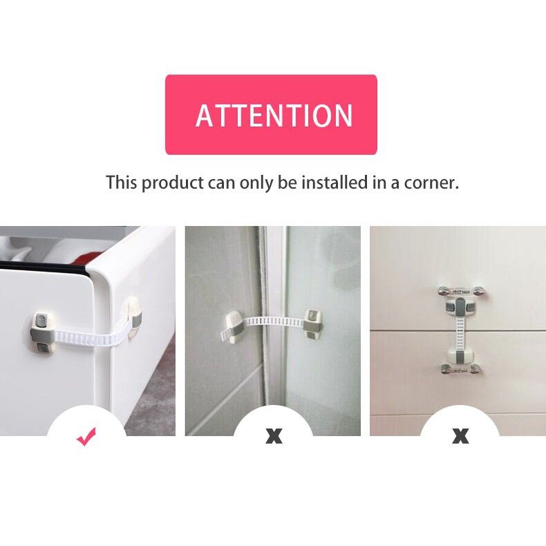 Adjustable Multi purpose lock Child Safety Cabinet Lock Protector Drawer Door Cabinet Lock Plastic Protection Kids Safety Door Lock View Gallery - Pakistan