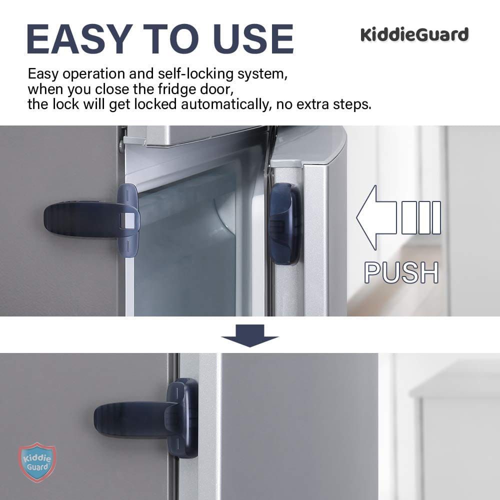 Black transparent refrigerator lock | Child Safety Fridge Lock | Baby Safety Refrigerator Freezer Door Lock, Toddler Kid Safety Latch Catch Lock, No Tools Need Or Drill View Gallery - Pakistan