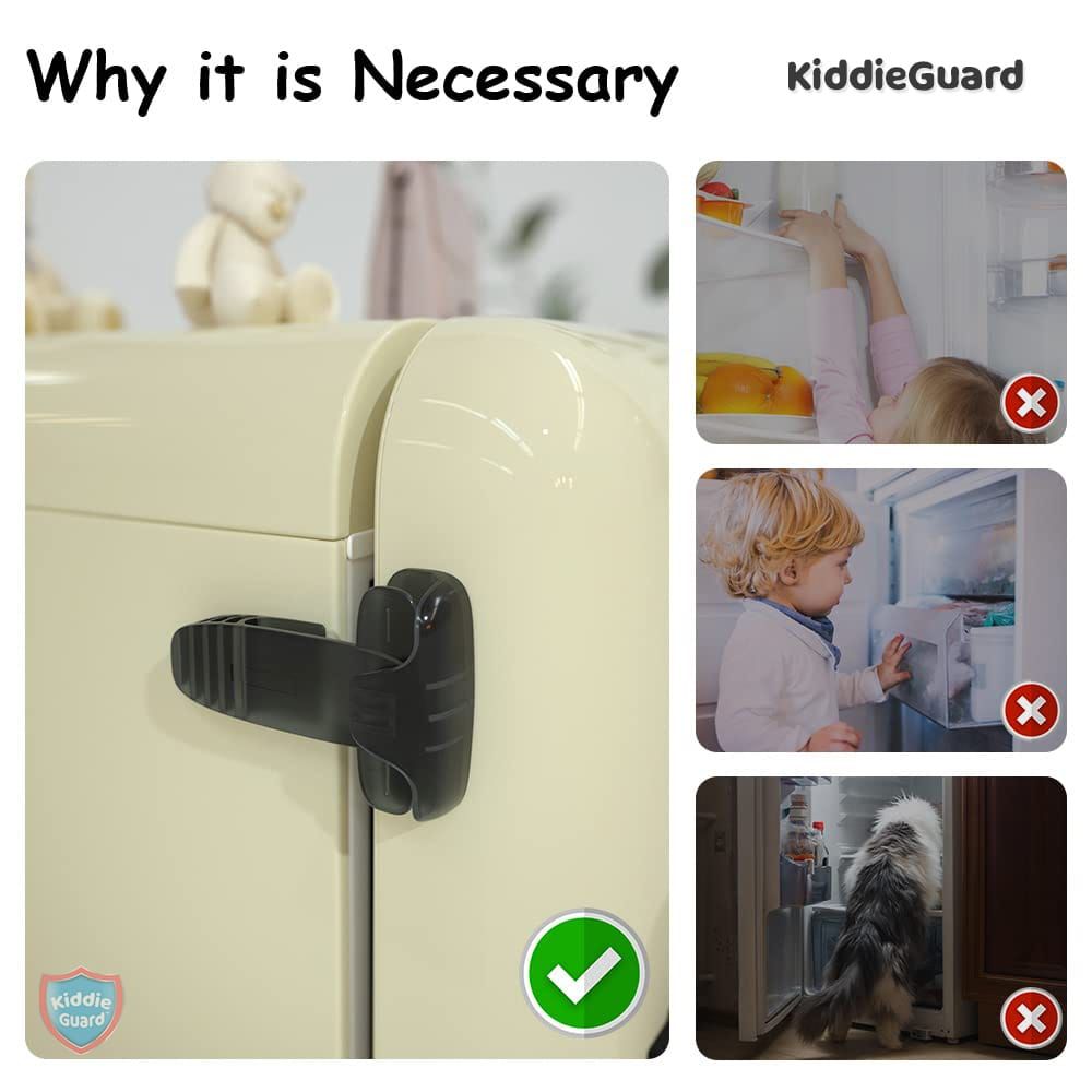 Black transparent refrigerator lock | Child Safety Fridge Lock | Baby Safety Refrigerator Freezer Door Lock, Toddler Kid Safety Latch Catch Lock, No Tools Need Or Drill View Gallery - Pakistan