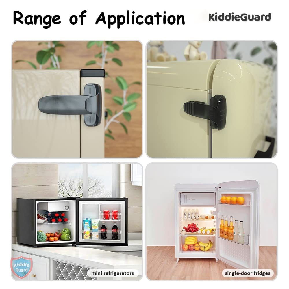 Black transparent refrigerator lock | Child Safety Fridge Lock | Baby Safety Refrigerator Freezer Door Lock, Toddler Kid Safety Latch Catch Lock, No Tools Need Or Drill View Gallery - Pakistan