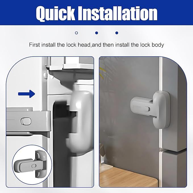 Child Safety Fridge Lock , Baby Safety Refrigerator Freezer Door Lock, No Tools Need or Drill (Grey) - 1 PC View Gallery - Pakistan