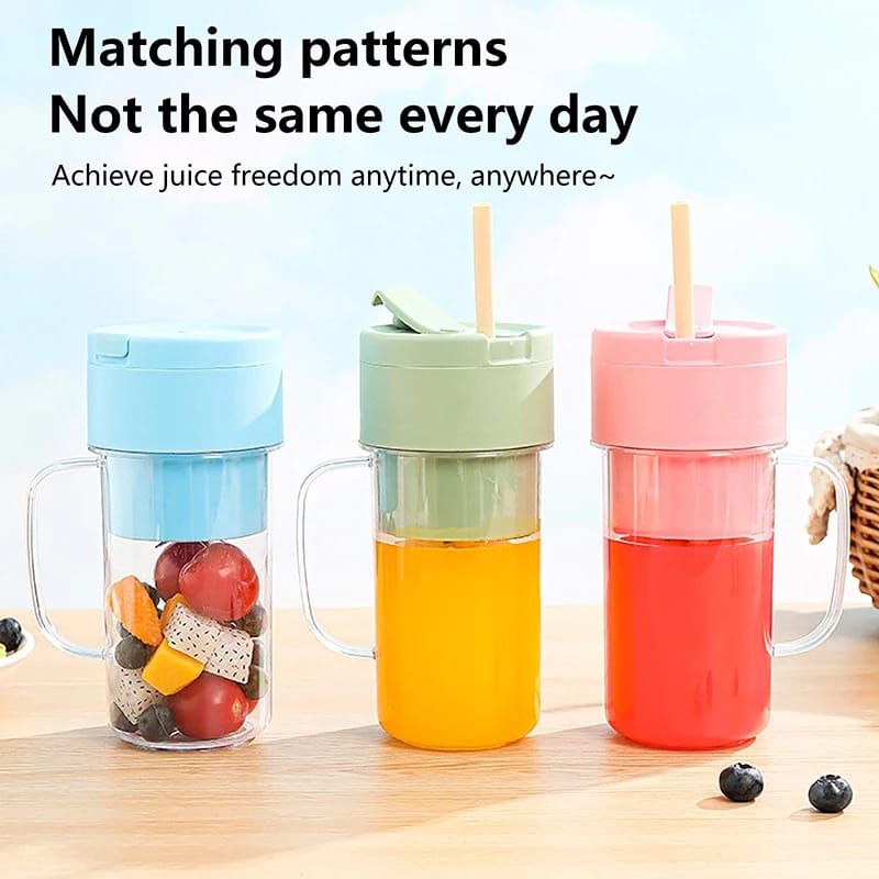 Mason Portable Mini juicer Blender With Straw Cup | Juicer Portable Outdoor Juicing Cup | Home Mini Cordless Juicer (Random Color) View Gallery - Pakistan
