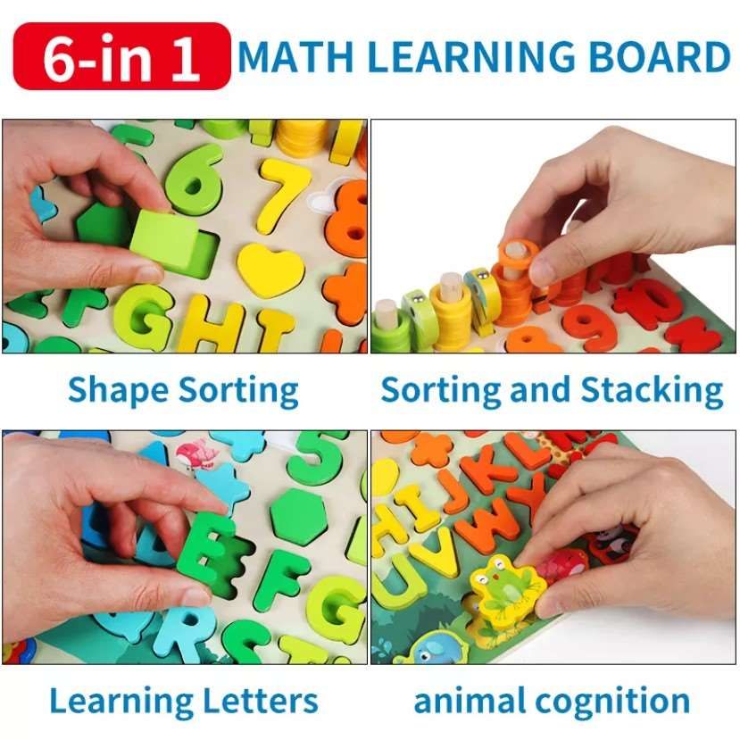 6 in1 Wooden Educational Puzzle &amp; Sorting Board Toy For Kids View Gallery - Pakistan