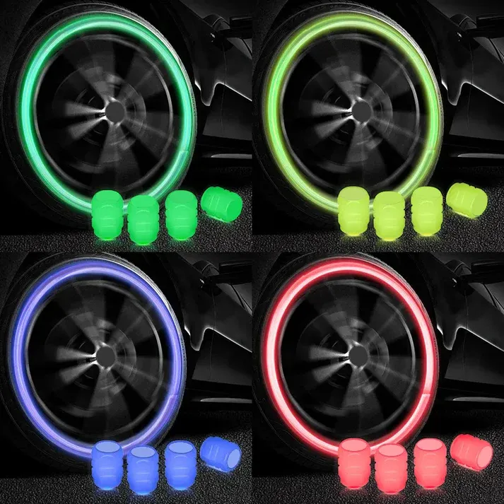 PACK OF TWO Glow in The Dark Tire Valve Caps Fluorescent Stem Car Universal Air Cap Auto Covers Cars Motorcycles SUV Trucks Bikes Accessories ( Random Colors ) View Gallery - Pakistan